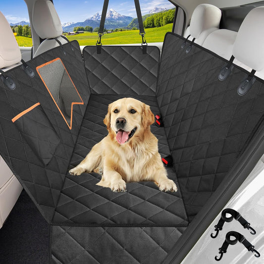 Dog Car Seat Cover for Back Seat, 100% Waterproof Dog Car Hammock with Mesh Window, Anti-Scratch Nonslip Durable Soft Pet Dog Seat Cover for Cars Trucks and SUV